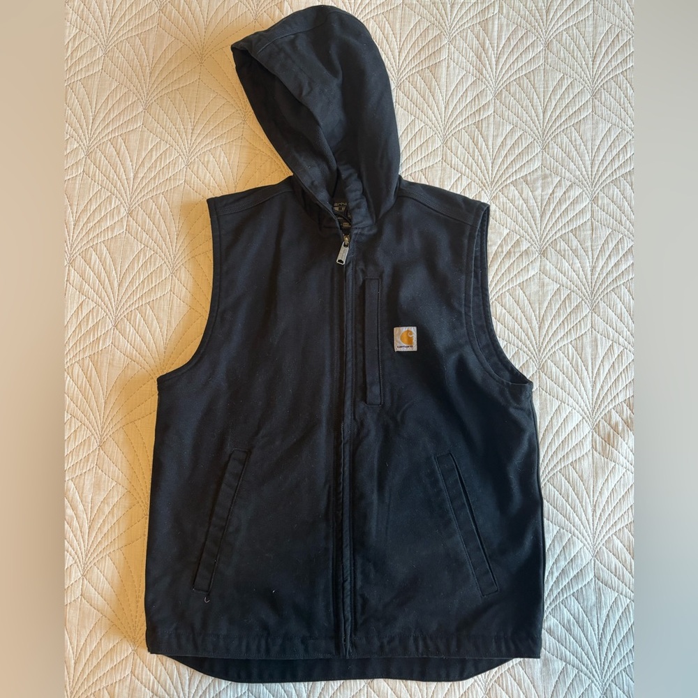 Carhartt Black Hooded Work Vest with Chest Logo